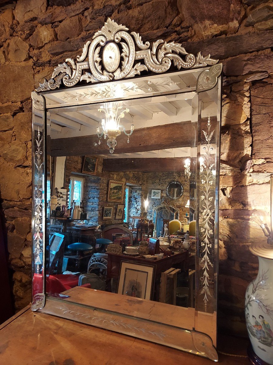 Large Venetian Mirror Around 1900-photo-3