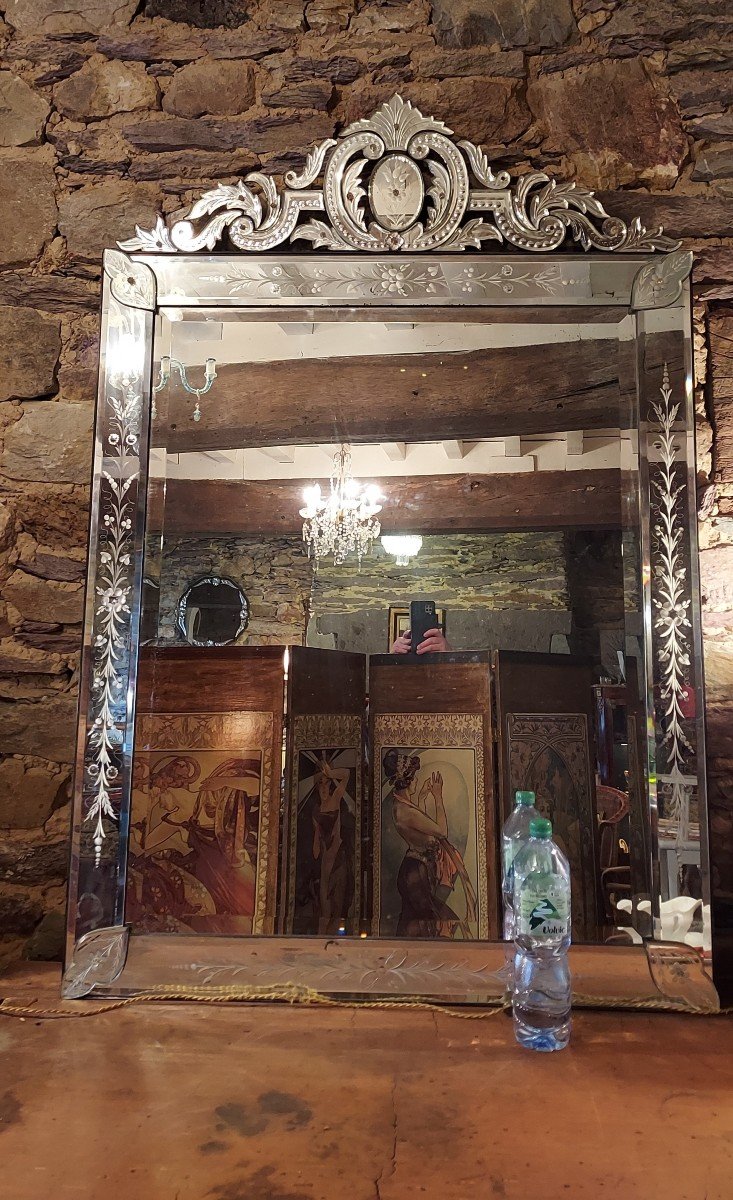 Large Venetian Mirror Around 1900-photo-6