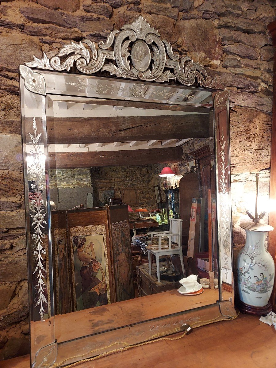 Large Venetian Mirror Around 1900-photo-7