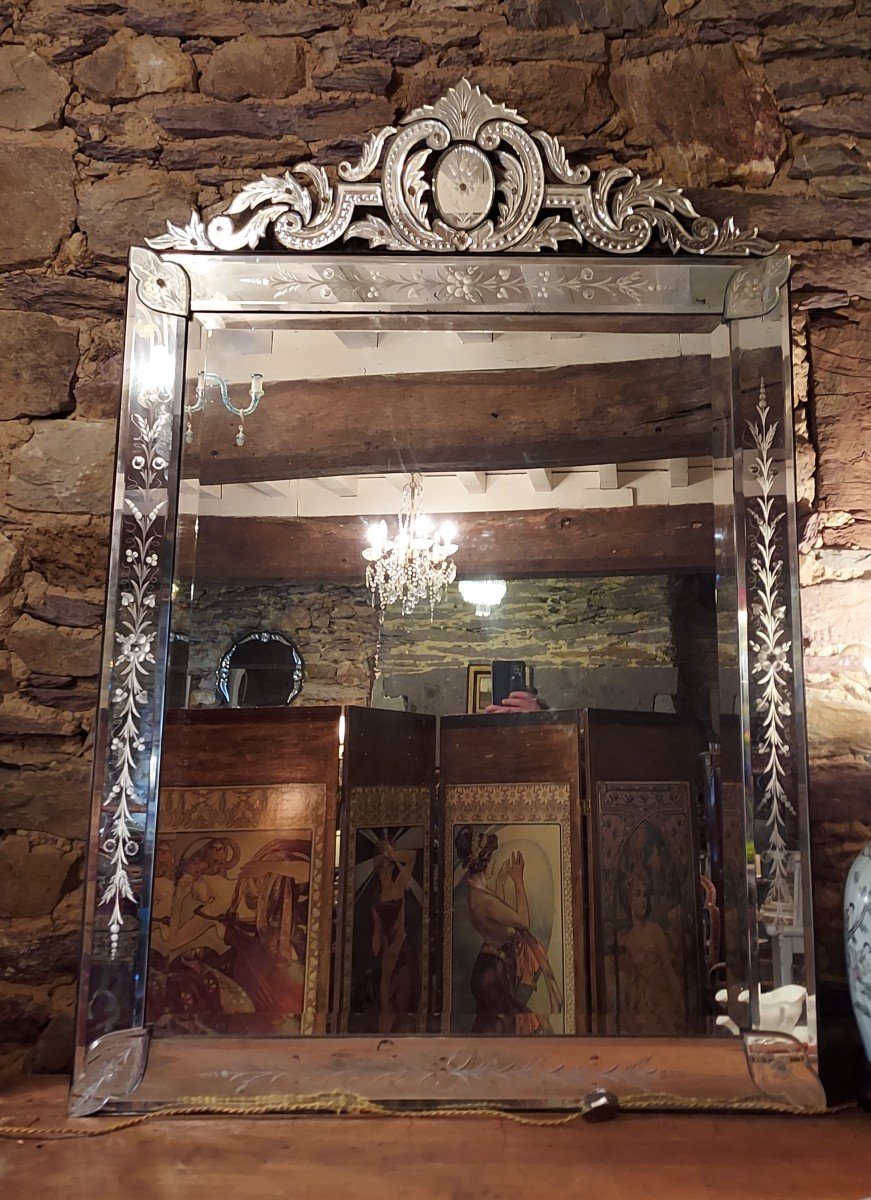 Large Venetian Mirror Around 1900