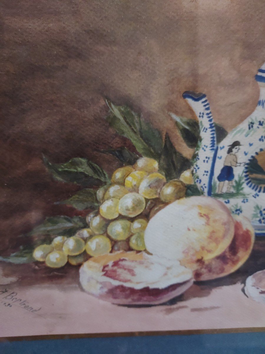 Watercolor Still Life With Breton Teapot-photo-2