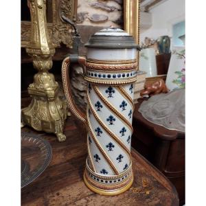 Large Villeroy And Boch Mettlach Fleur De Lys Beer Mug