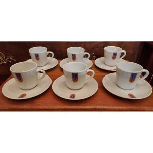 Limoges Haviland 6 Cups From The Special Military School Of Saint-cyr