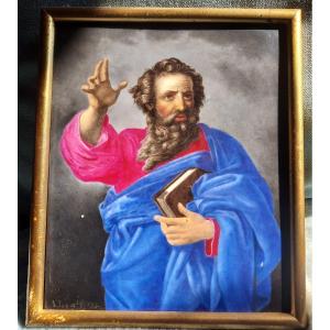 Saint-paul Painted Porcelain Plaque Signed Al And Dated 