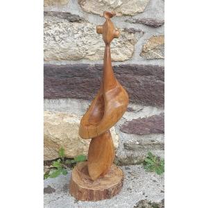 Sculpture Anthropomorphe En Bois Monoxyle 