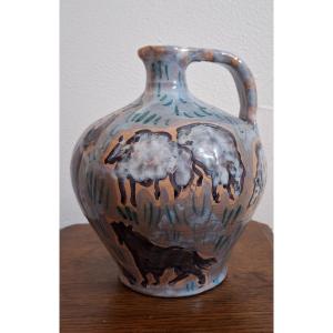 Chabaneix Vallauris Glazed Ceramic Pitcher