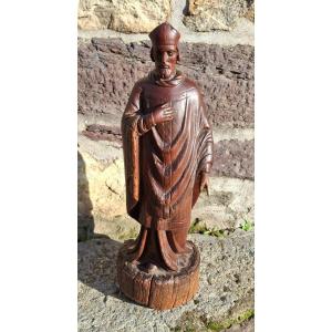 Statuette De Saint Ancienne En bois Tugdual ? 