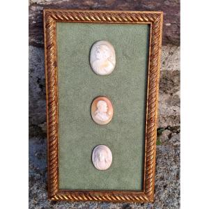 Set Of 3 Antique Framed Cameos 