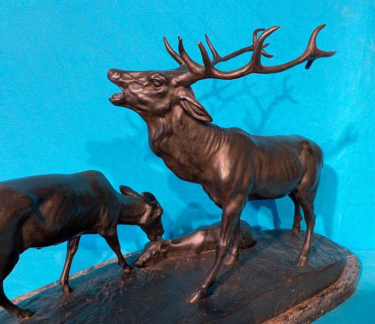 Bronze Masson Family Deer Doe Fawn Deer -photo-4