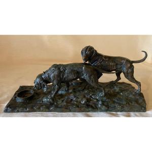 Bronze Lecourtier 2 Hunting Dogs