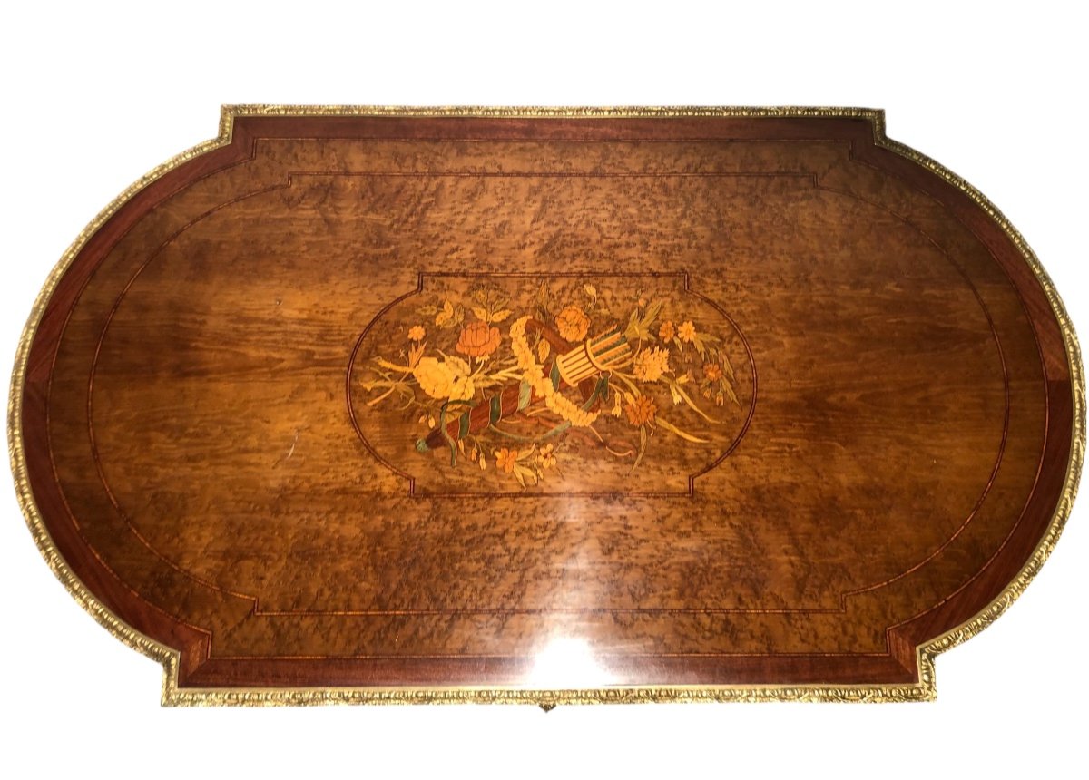 Napoleon III Middle Table In Marquetry And Bronzes-photo-2