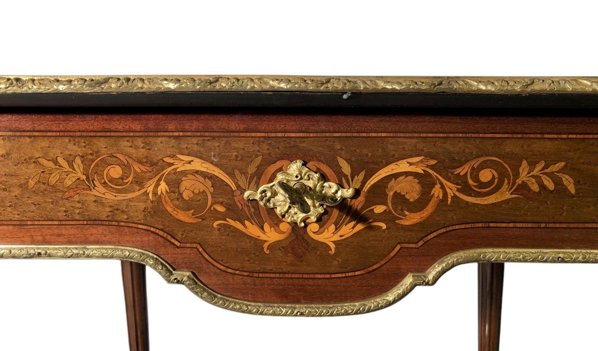 Napoleon III Middle Table In Marquetry And Bronzes-photo-4