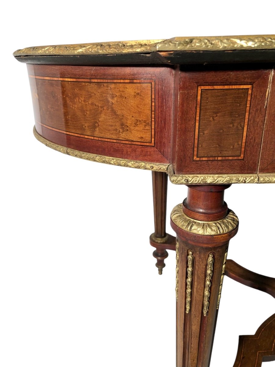 Napoleon III Middle Table In Marquetry And Bronzes-photo-2