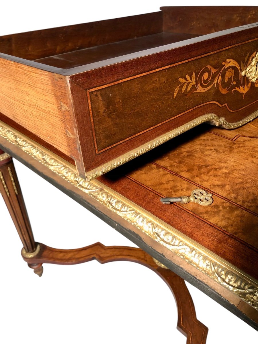 Napoleon III Middle Table In Marquetry And Bronzes-photo-6