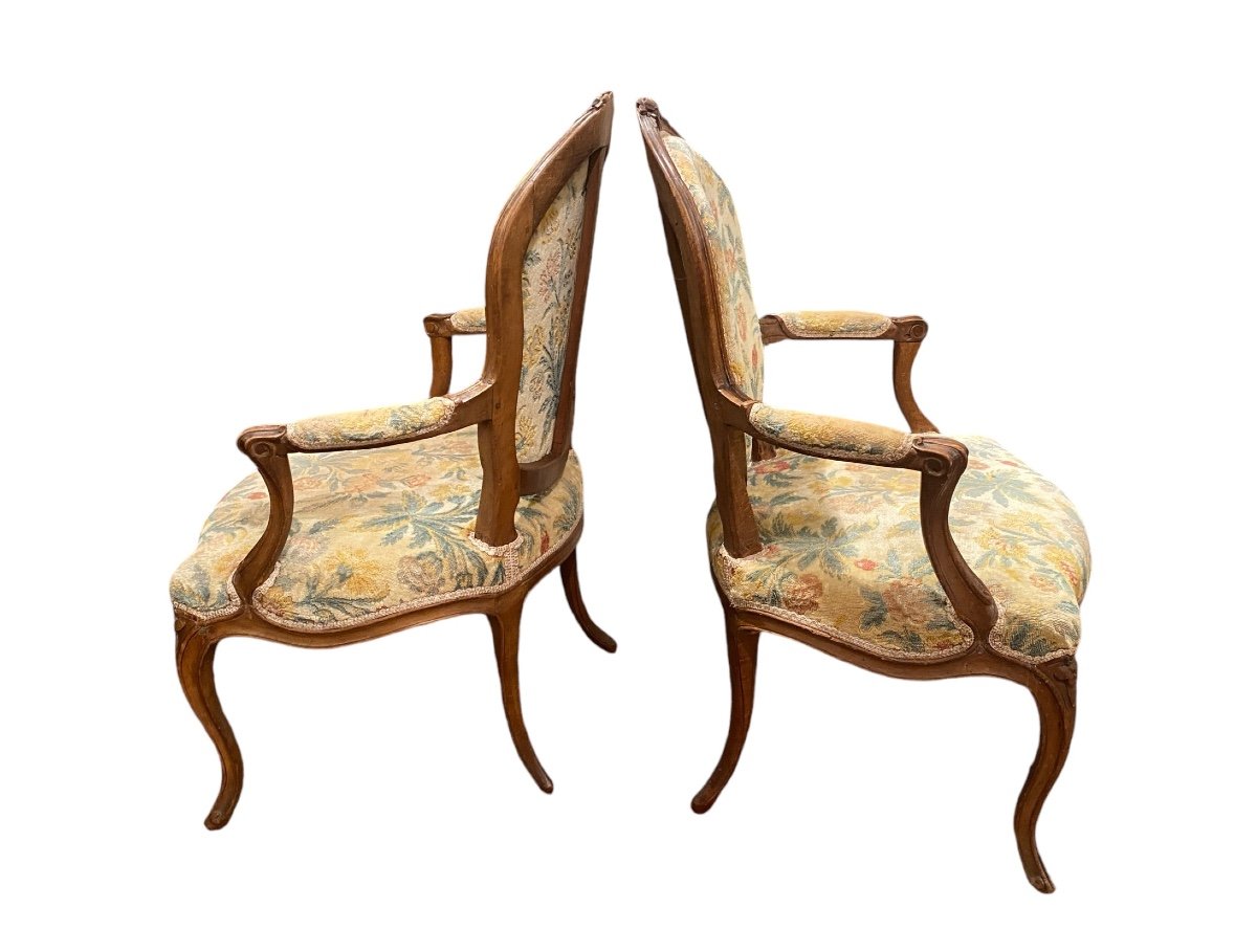 Pair Of Louis XV Cabriolet Armchairs-photo-3