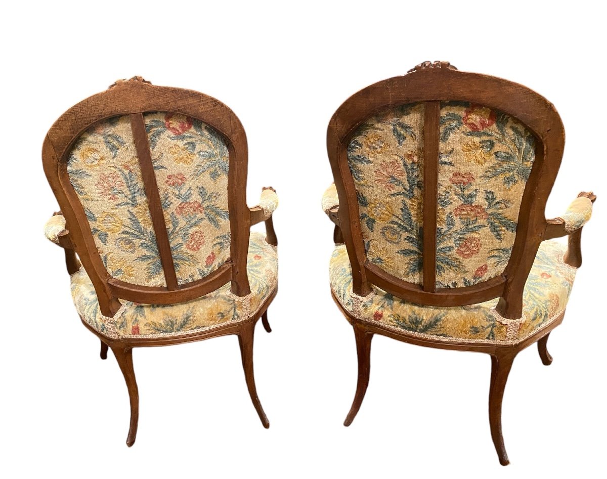 Pair Of Louis XV Cabriolet Armchairs-photo-2