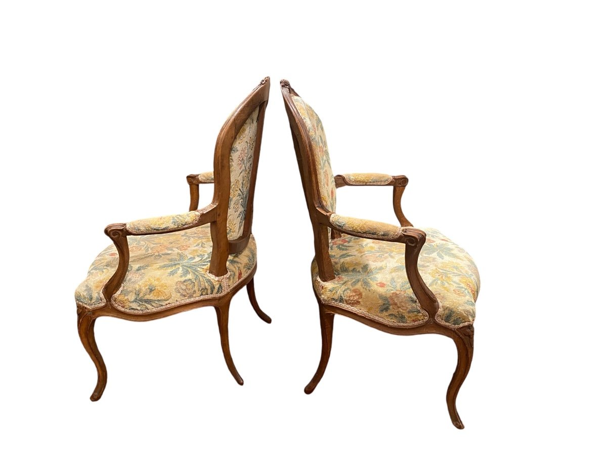 Pair Of Louis XV Cabriolet Armchairs-photo-6