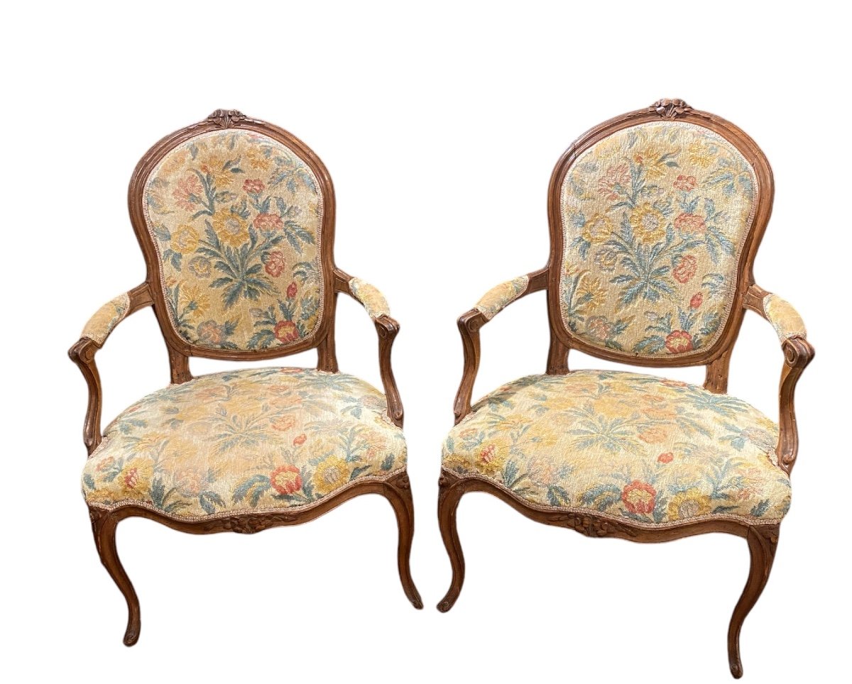 Pair Of Louis XV Cabriolet Armchairs