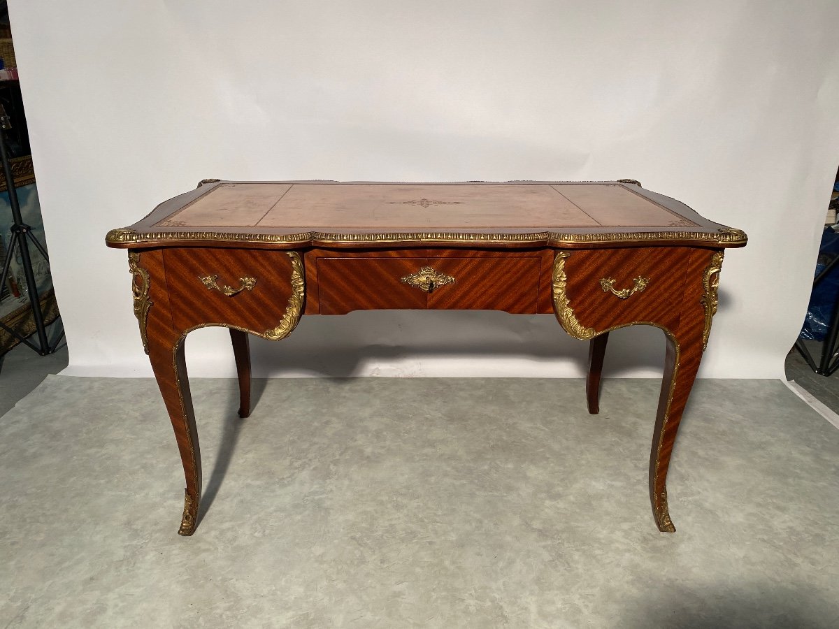 Louis XV Style Mahogany Veneer Flat Desk.-photo-7