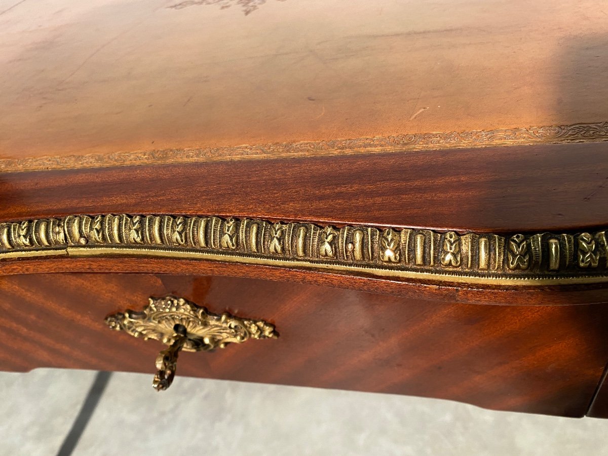 Louis XV Style Mahogany Veneer Flat Desk.-photo-8