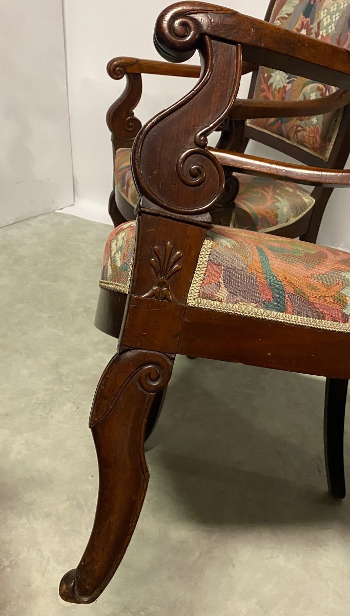 Suite Of Four Mahogany Armchairs Circa 1830-photo-3