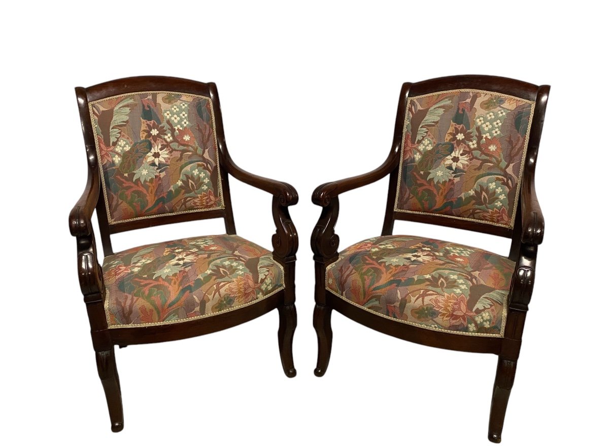 Suite Of Four Mahogany Armchairs Circa 1830