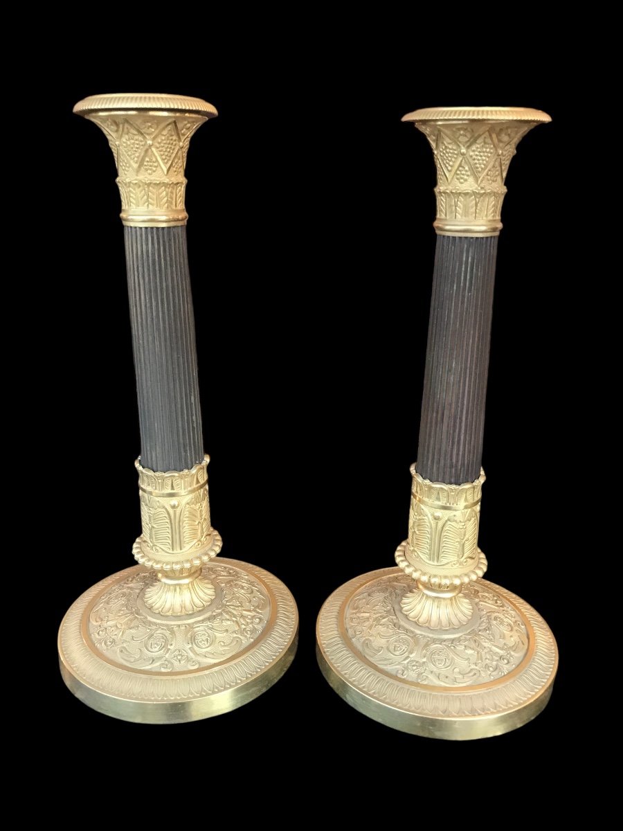 Pair Of Period Bronze Candlesticks, Restoration-photo-1