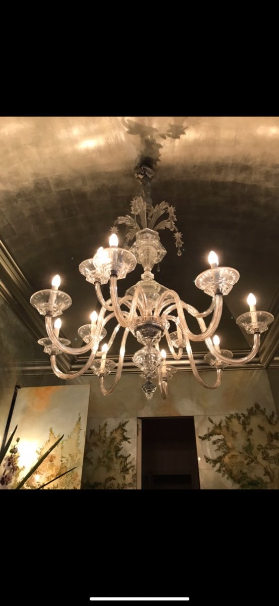 Murano Glass Chandelier By Barovier Toso-photo-3