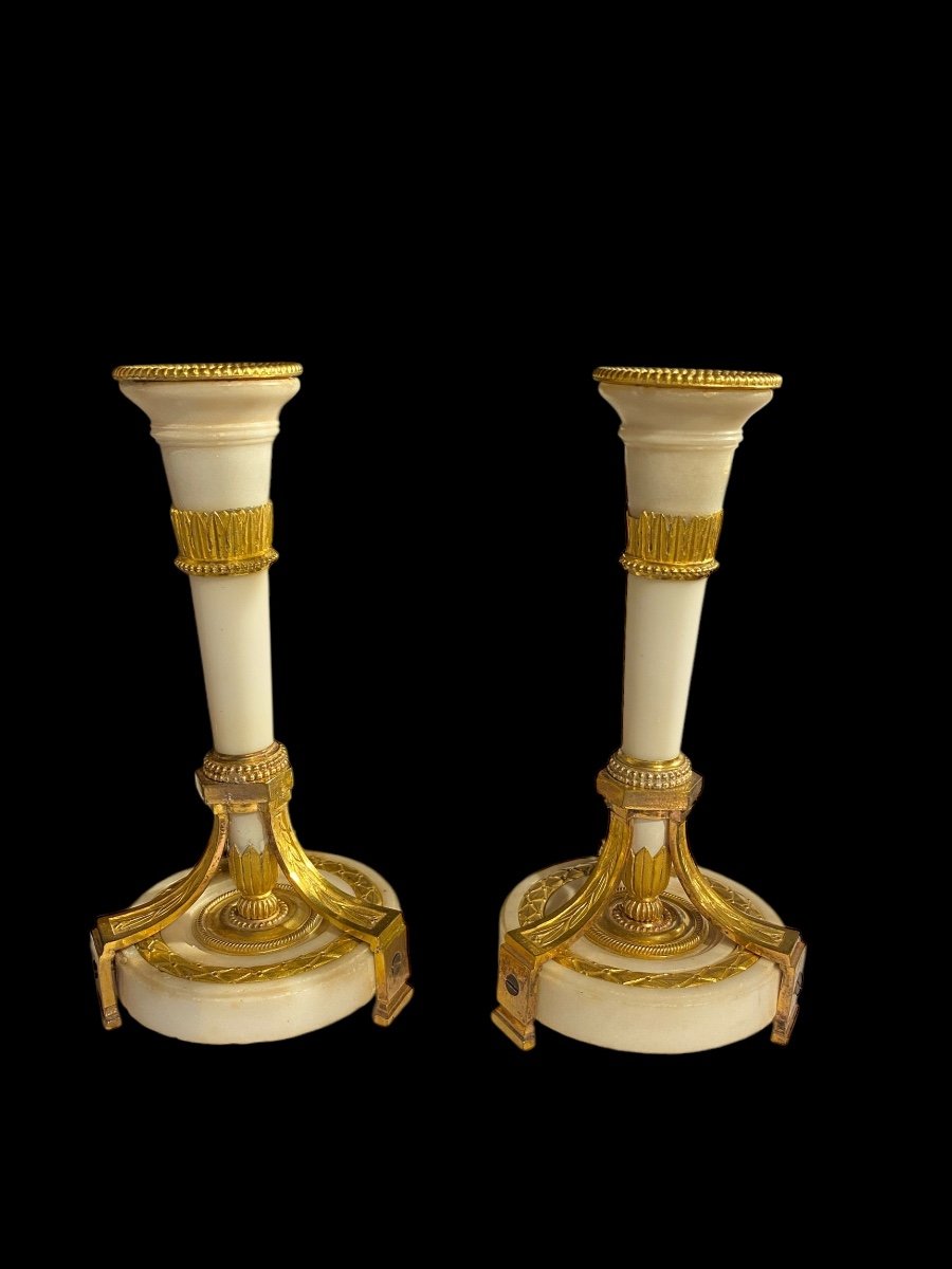 Paire De Bougeoirs  D’époque Louis XVI -photo-5