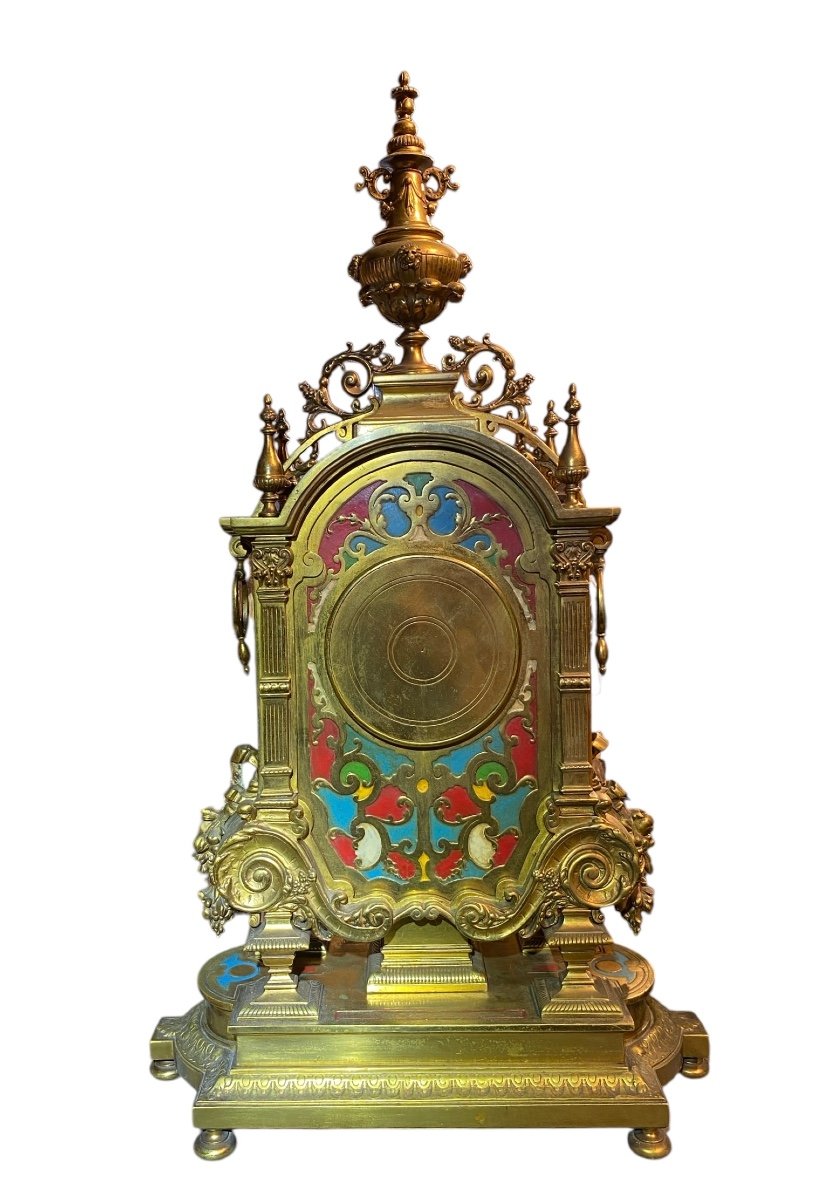 Large Gj Lévy Clock In Enameled Bronze -photo-2