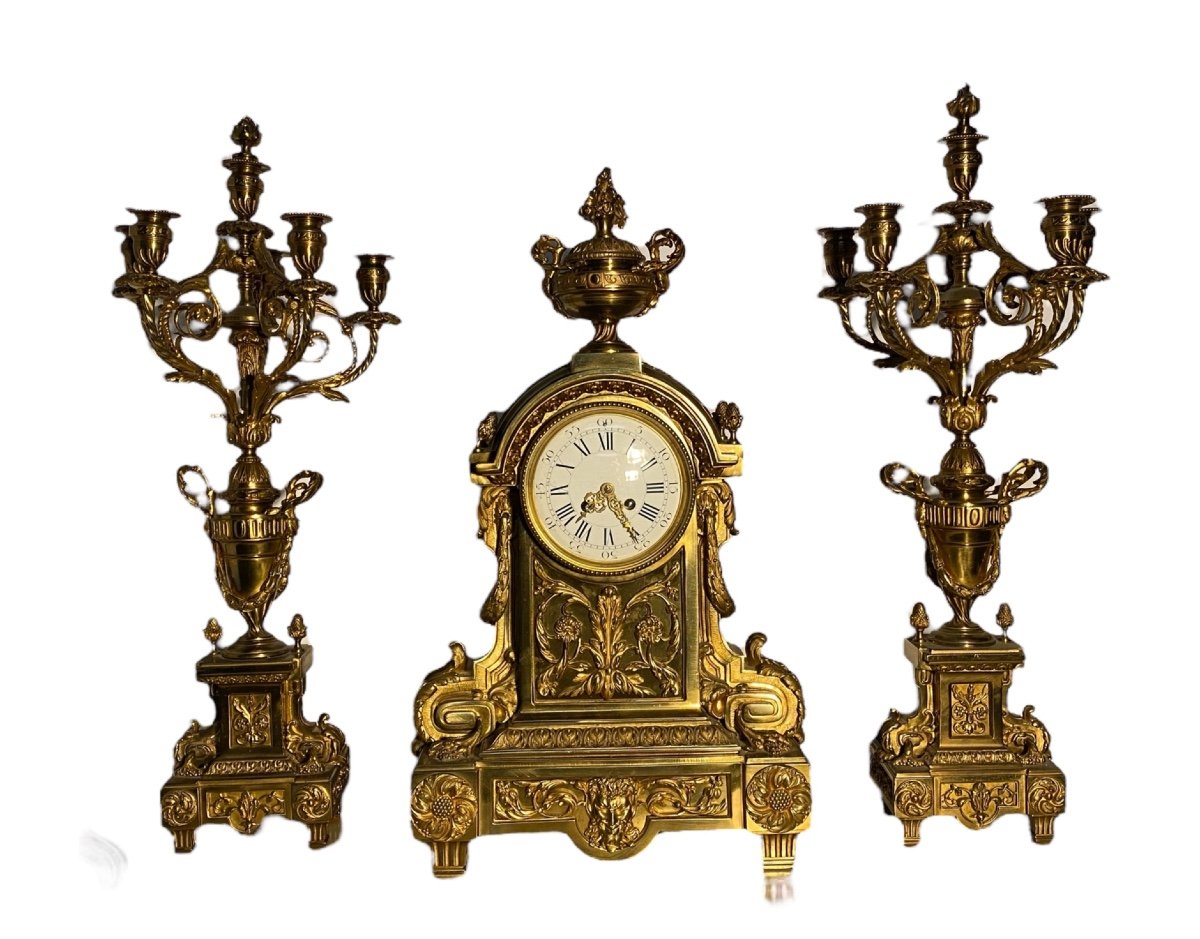 Garniture De Cheminée En Bronze Napoleon III 