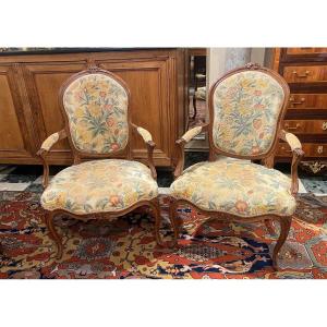 Pair Of Louis XV Cabriolet Armchairs