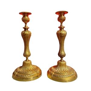 Pair Of Napoleon III Gilt Bronze Candlesticks