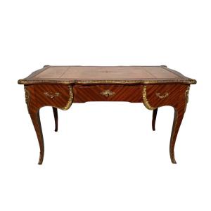 Louis XV Style Mahogany Veneer Flat Desk.