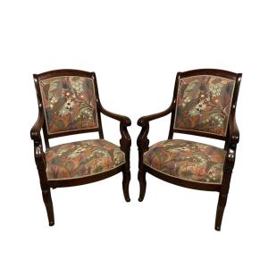 Suite Of Four Mahogany Armchairs Circa 1830