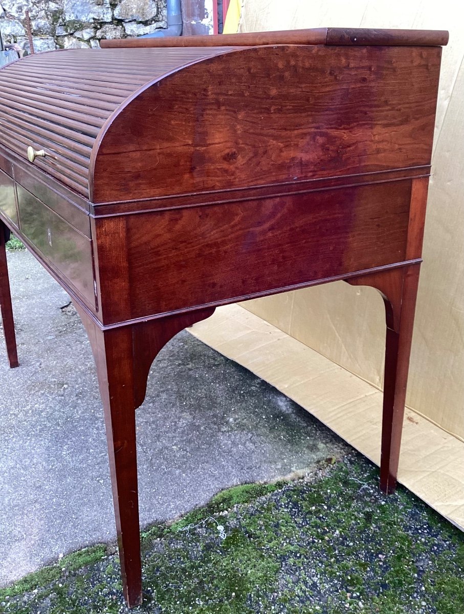 Cylinder Desk In Solid Mahogany-photo-1