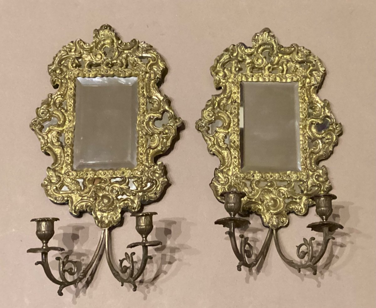 Paire D’appliques à Miroirs