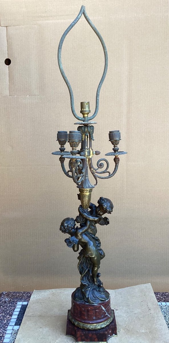 Pied De Lampe En Bronze Napoléon III