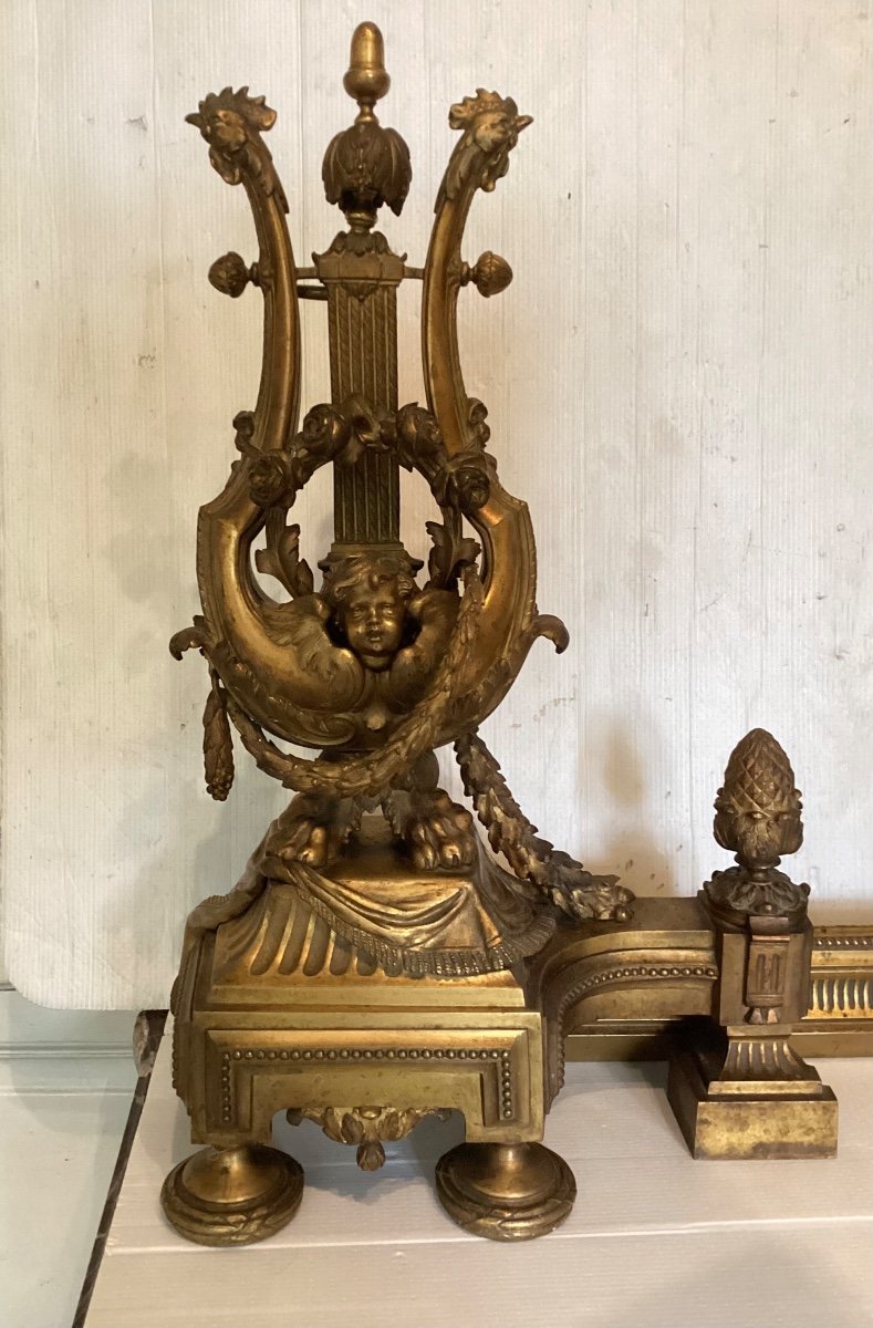 Louis XVI Gilt Bronze Andirons -photo-2