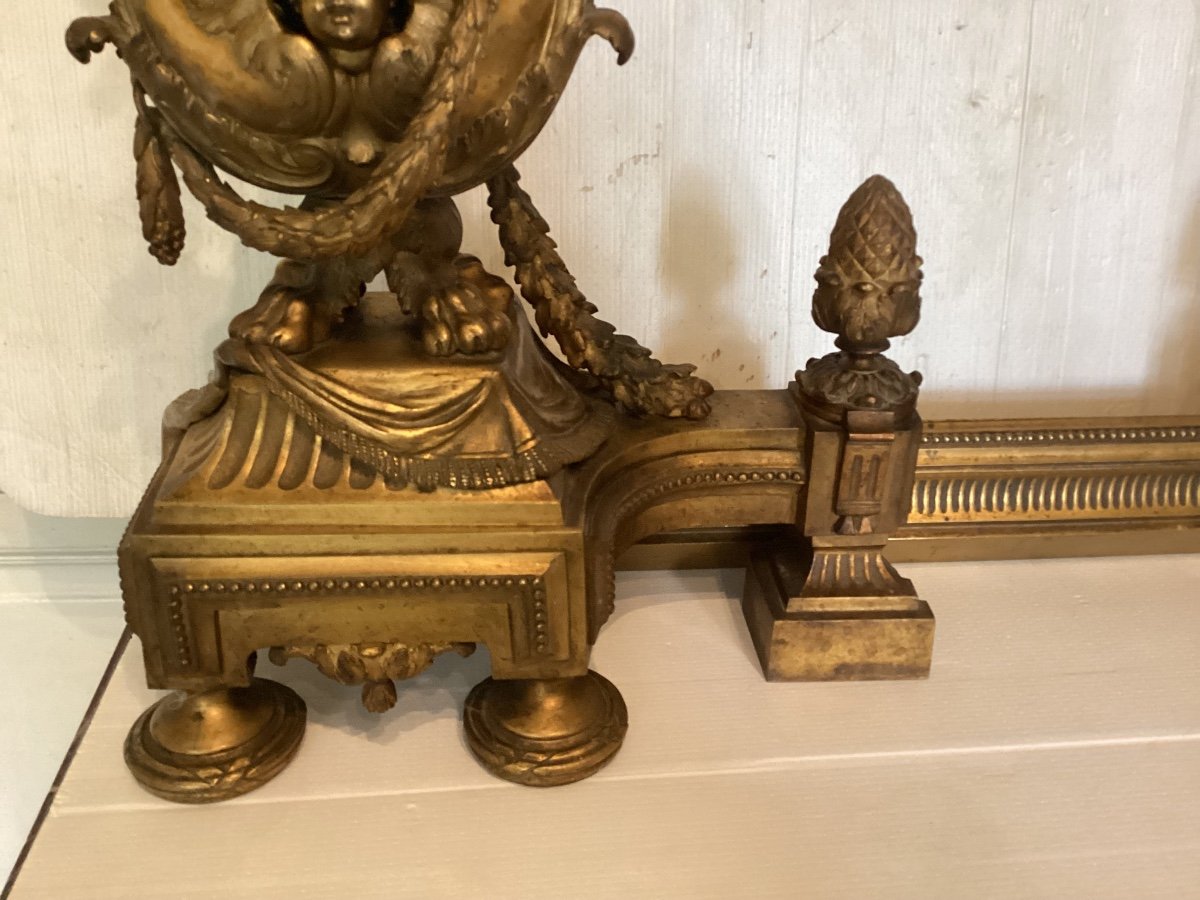 Louis XVI Gilt Bronze Andirons -photo-3