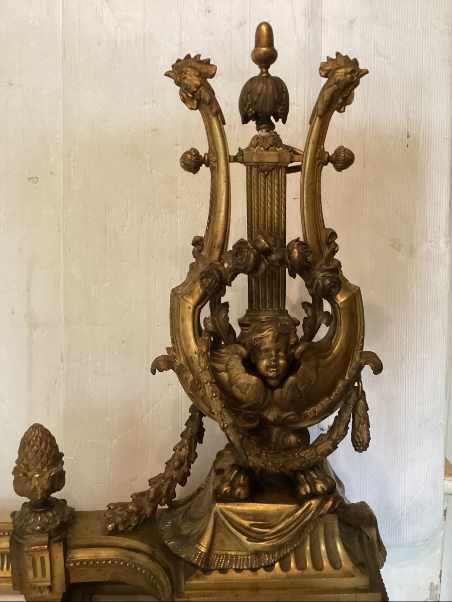 Louis XVI Gilt Bronze Andirons -photo-1