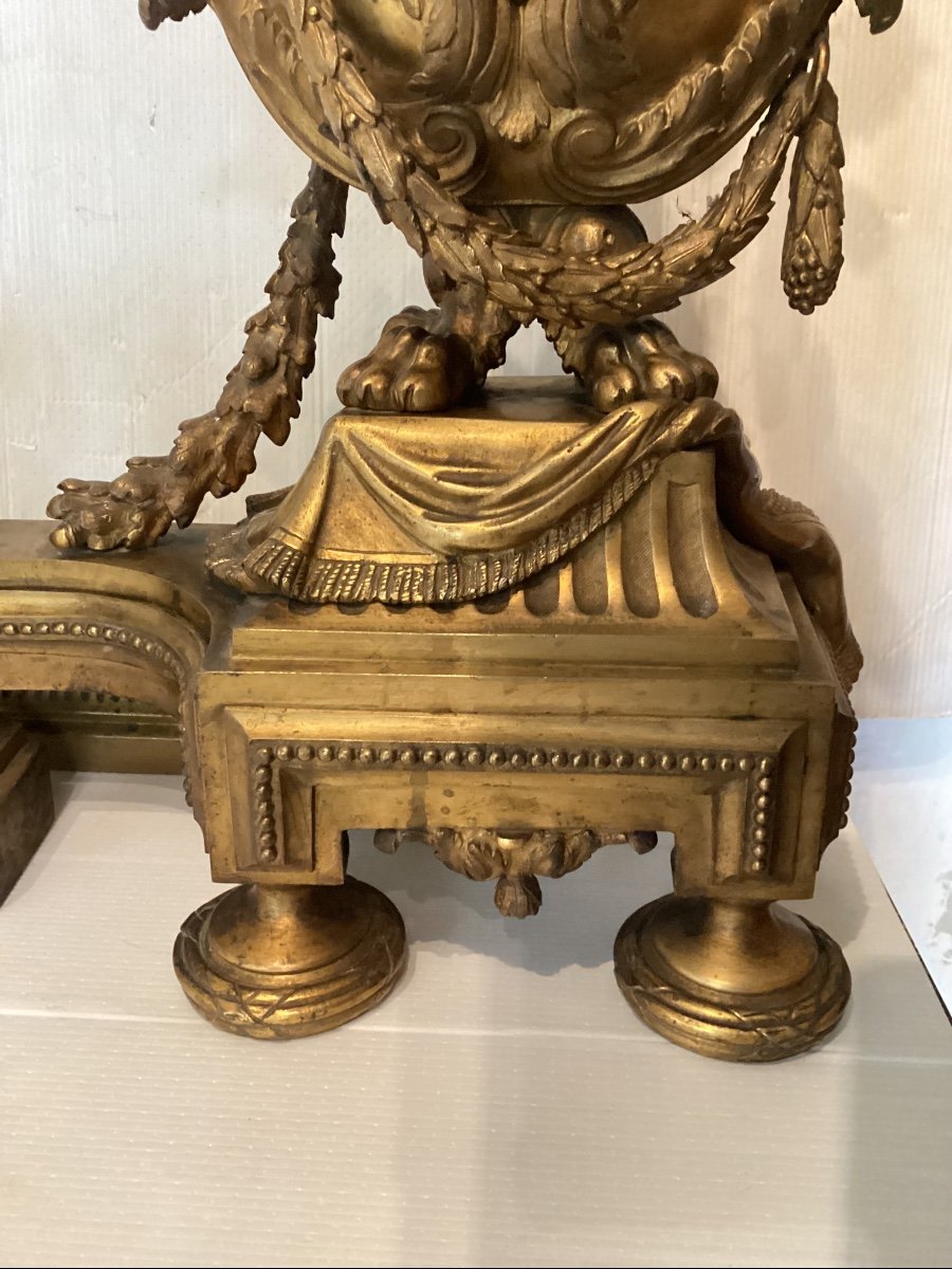 Louis XVI Gilt Bronze Andirons -photo-2