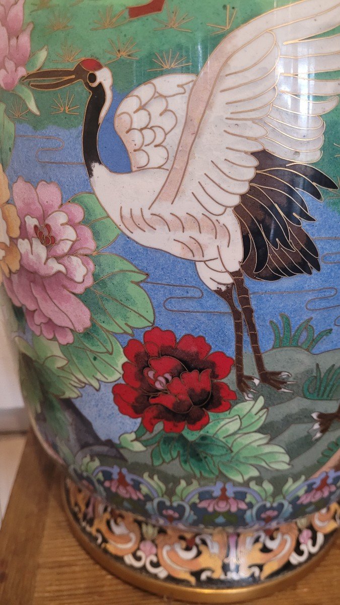 Pair Of Cloisonné Enamel Vases -photo-5