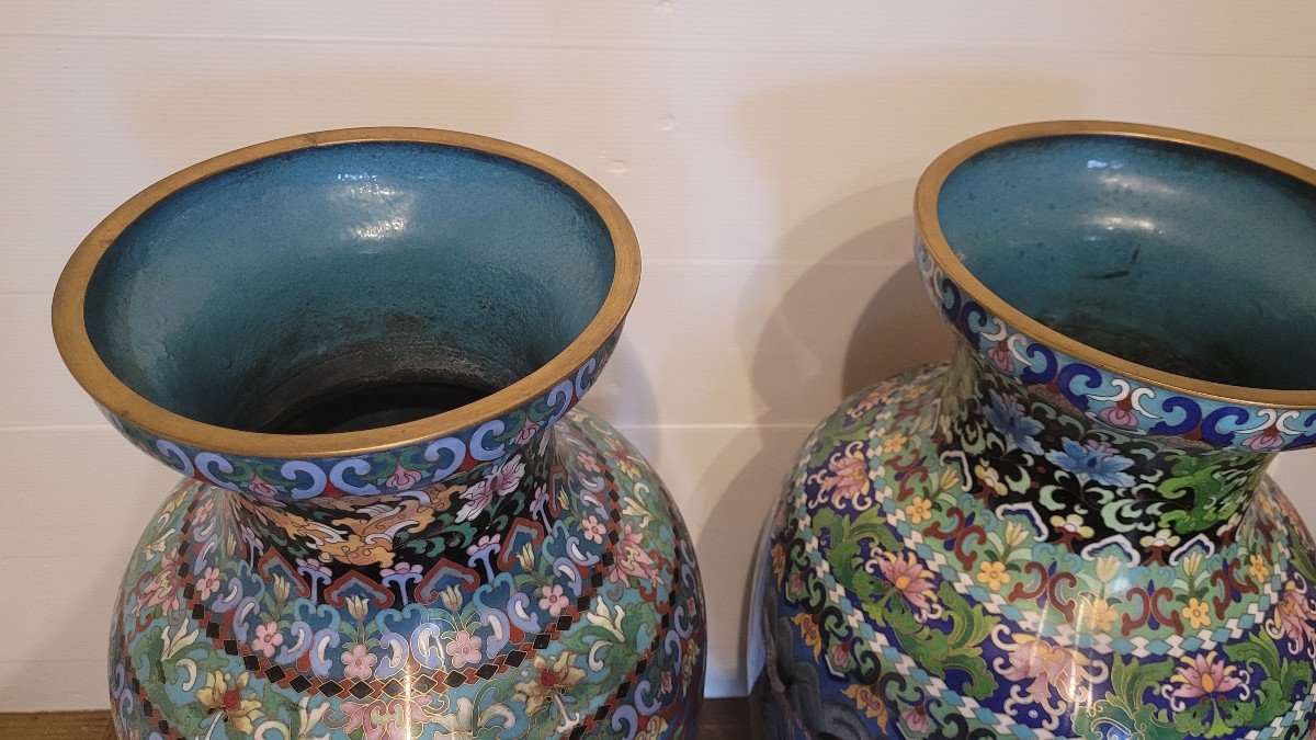 Pair Of Cloisonné Enamel Vases -photo-7