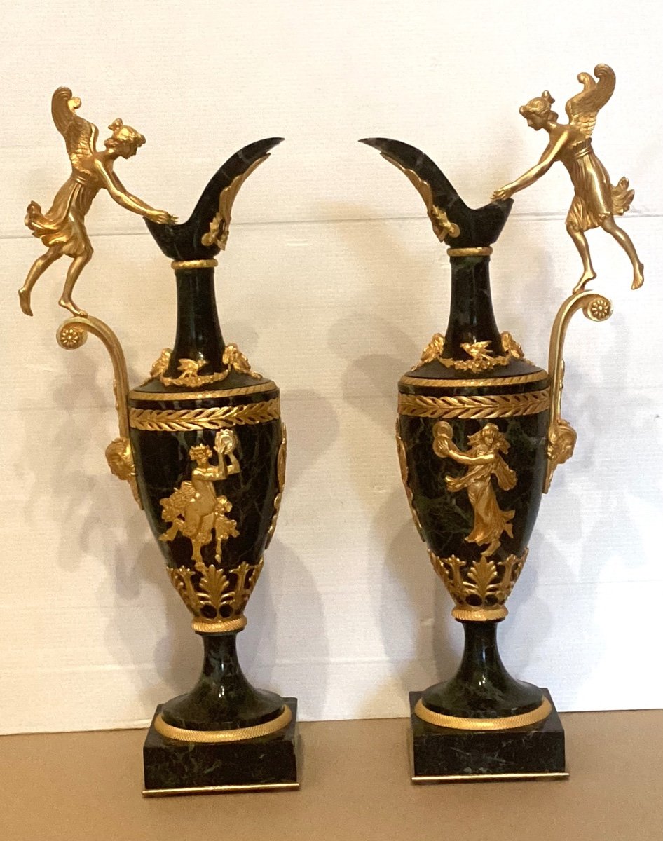 Pair Of Empire Ewers After Claude Galle 