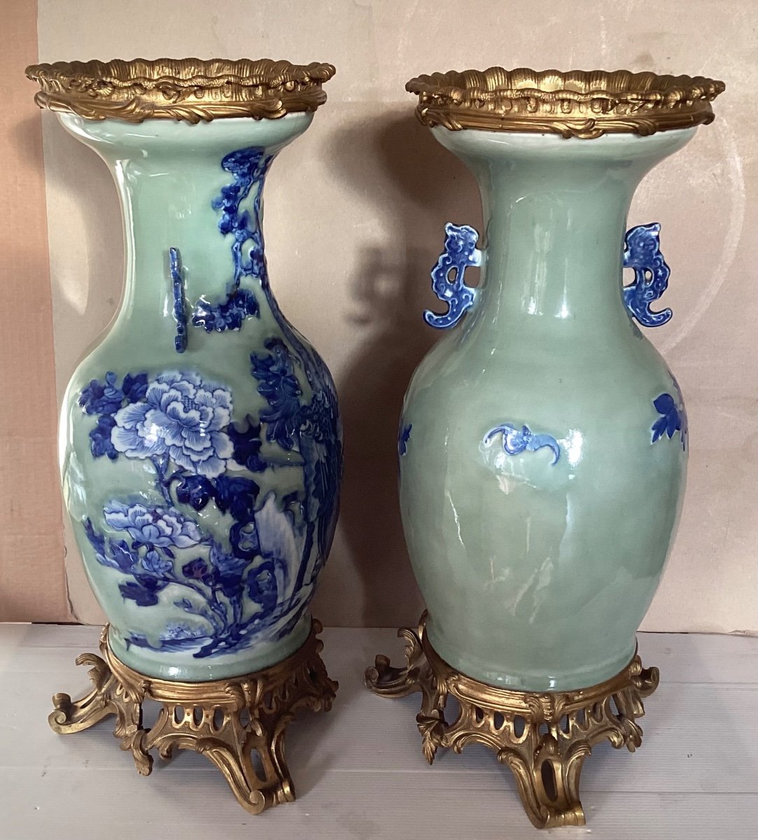 Pair Of Chinese Bronze Mounted Vases -photo-4