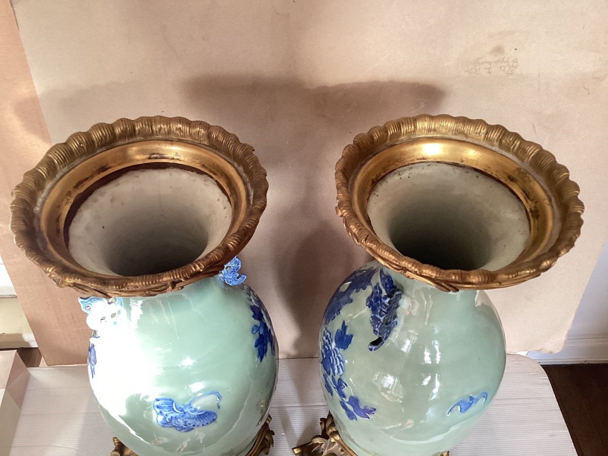 Pair Of Chinese Bronze Mounted Vases -photo-6