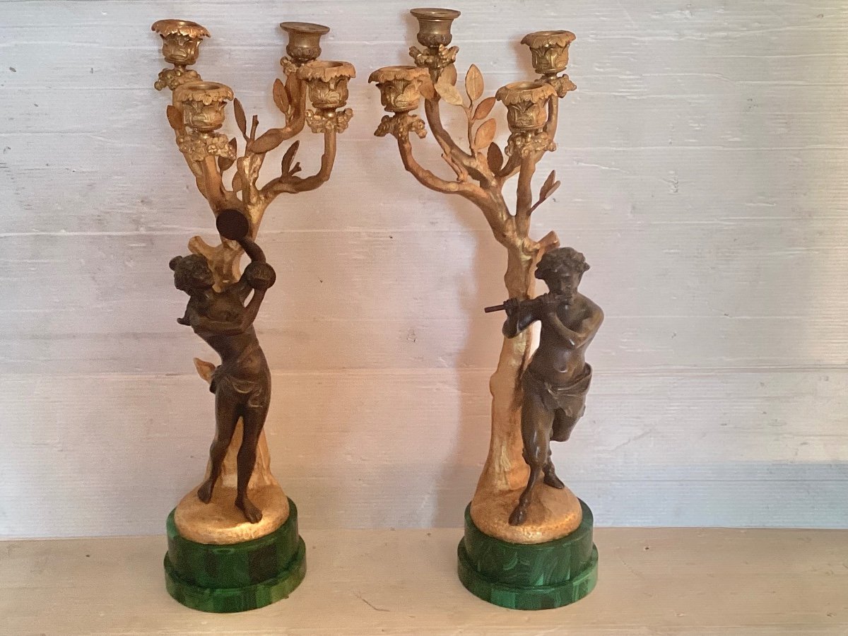 Pair Of Candelabra With Musicians -photo-2