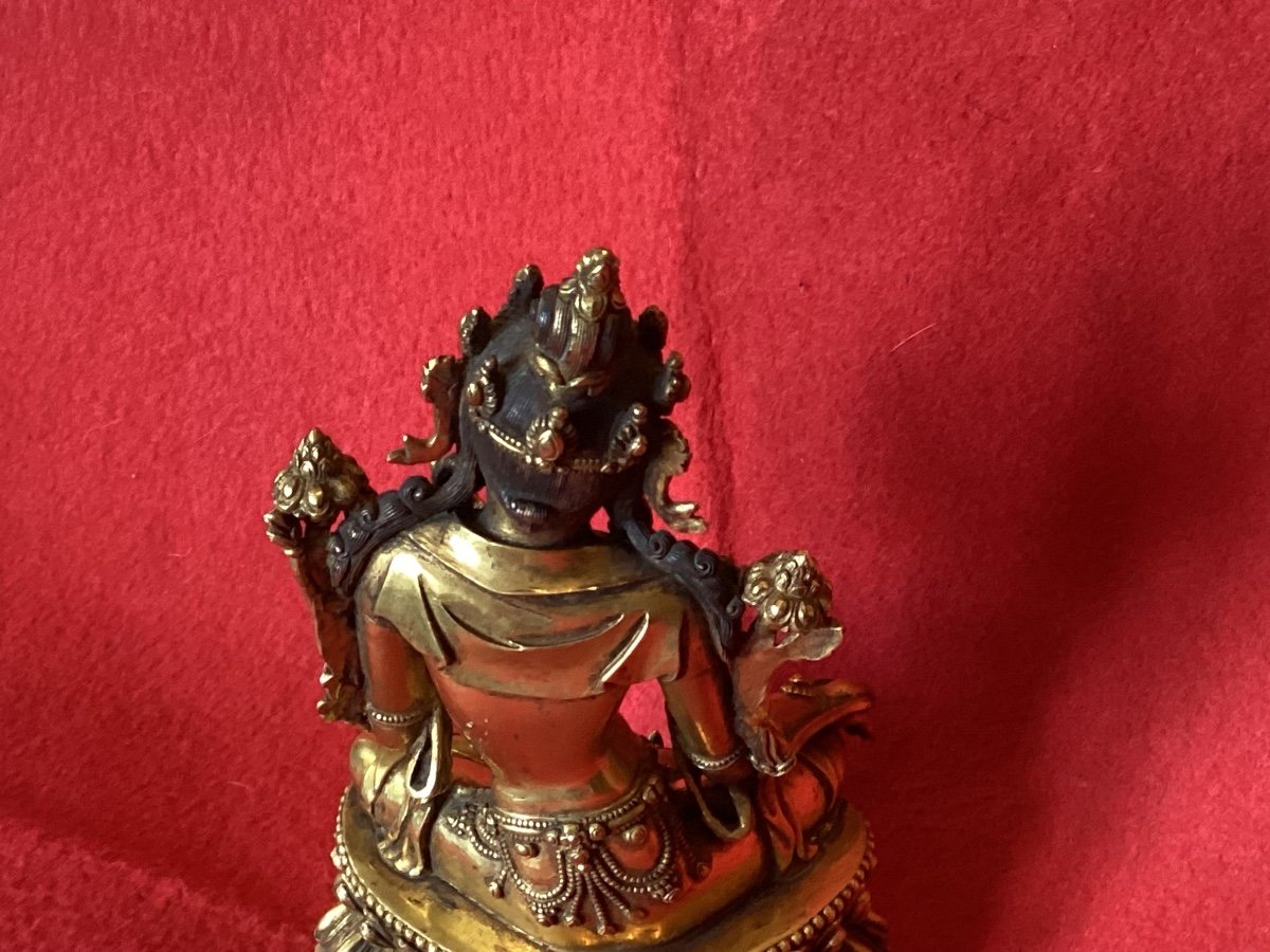 Green Tara In Gilded Bronze 19th Century -photo-4