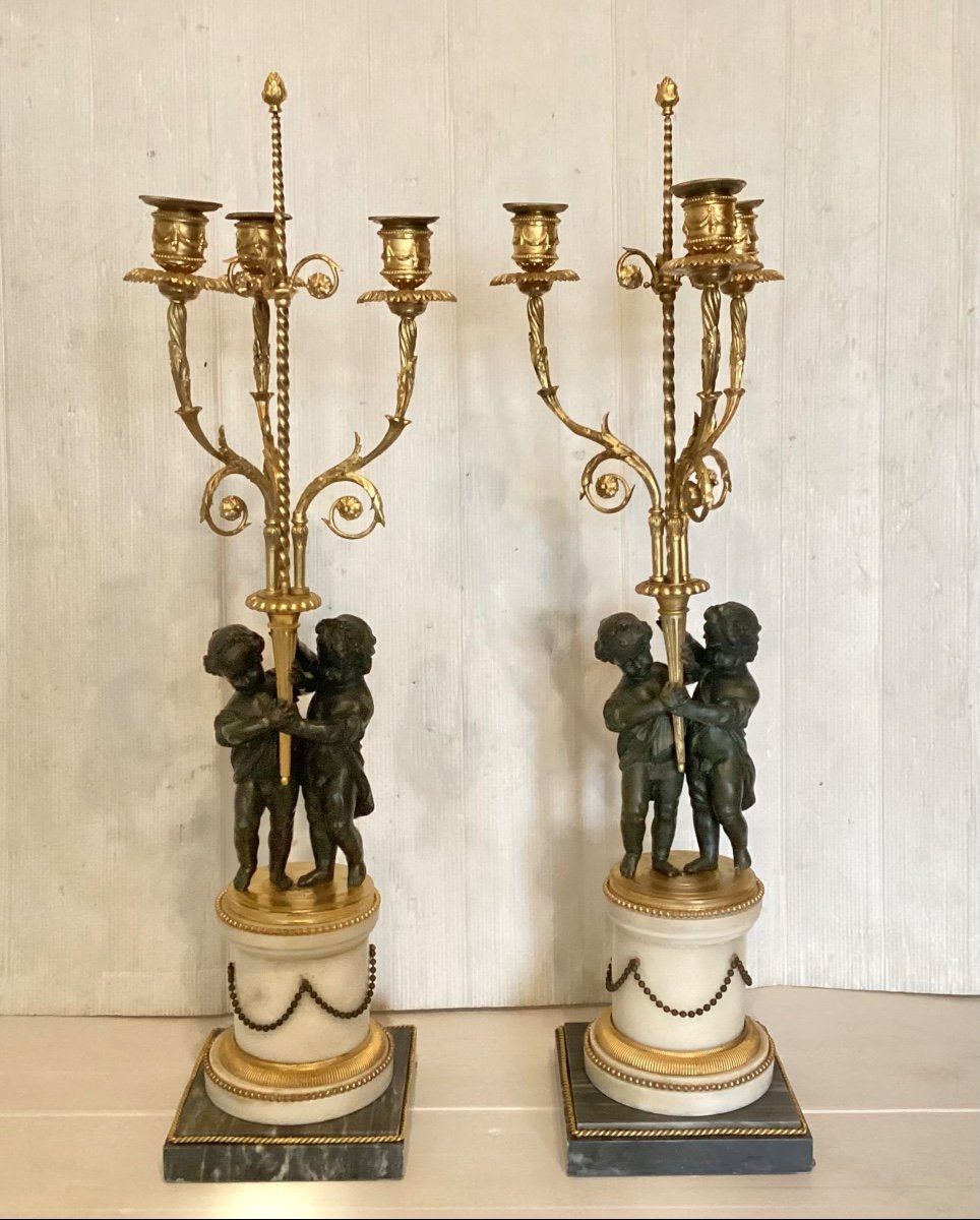 Paire de candélabres d’époque Louis XVI -photo-8